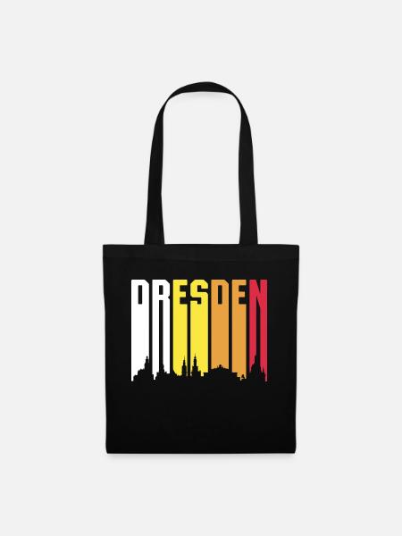 Retro Dresden Skyline Gift - Tote Bag - black