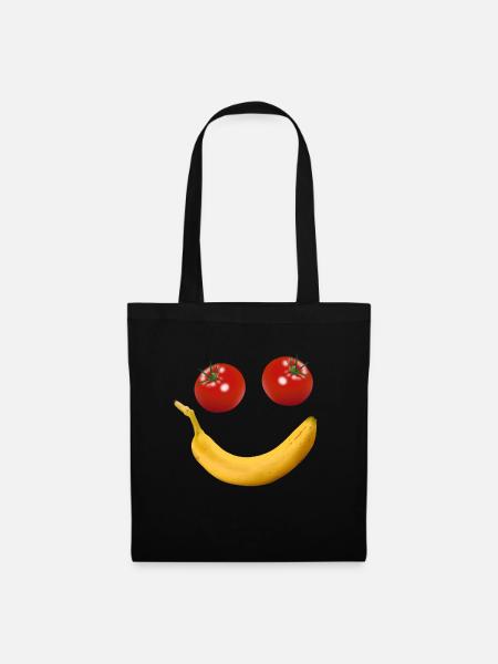Smiley Obst Gemüse - Stoffbeutel - Schwarz
