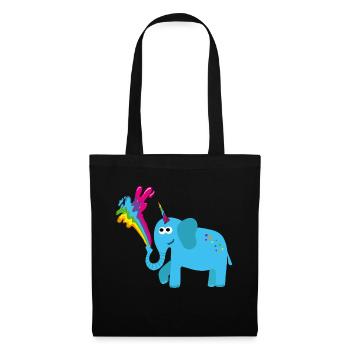 elephant with unicorn, colorful, elephant, rainbow, comic - Tote Bag - black - Front