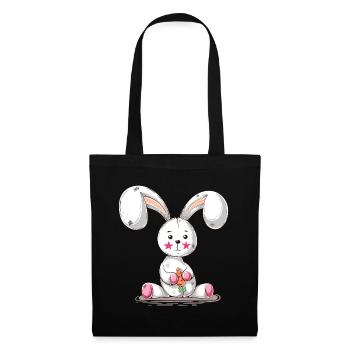 Niedliches Kaninchen Cartoon Frohe Ostern Geschenk - Stoffbeutel - Schwarz - Vorne