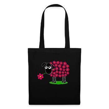 Sheep with flowers bright red instead of wool - gift - Tote Bag - black - Front