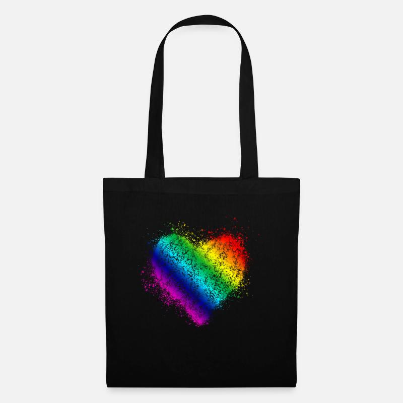 Regenbogenherz <3 - Stoffbeutel - Schwarz