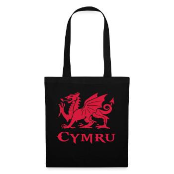 Flagge von Wales cymru dragon Welsh Dragon - Stoffbeutel - Schwarz - Vorne