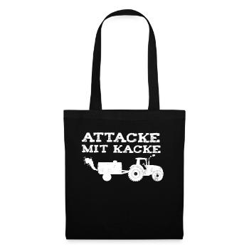 Attacke mit Kacke lustig Spruch Geschenk Landwirt - Stoffbeutel - Schwarz - Vorne