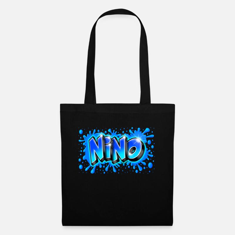 Graffiti NINO platsch blau - Stoffbeutel - Schwarz