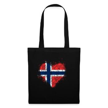 Herz Norwegen Flagge - Stoffbeutel - Schwarz - Vorne