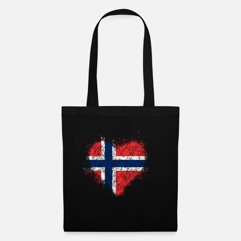 Herz Norwegen Flagge - Stoffbeutel - Schwarz