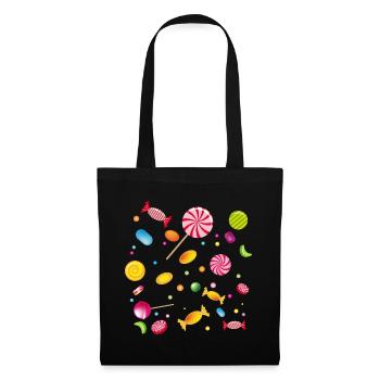 Veel snoep, snoep, lolly's en kauwgom - Stoffen tas - zwart - Voor