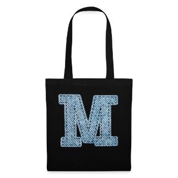 Buchstabe M - Jeans - Stoffbeutel - Schwarz - Vorne