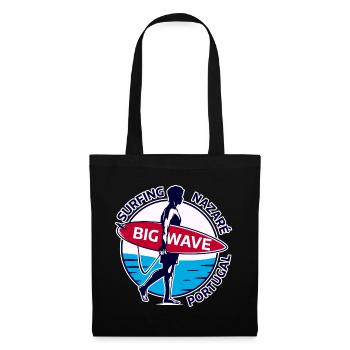 Surfing Nazaré Big Wave Portugal - Tote Bag - black - Front