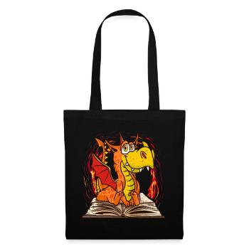Livre dragon lecture rat de bibliothèque littérature roman - Sac en tissu - noir - Devant