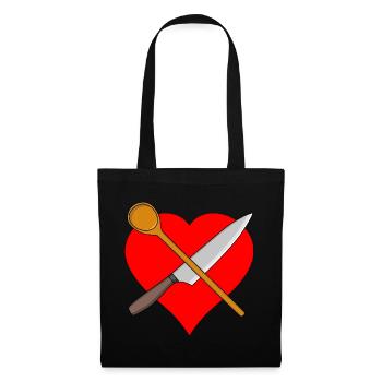 Coeur Cuisine Cuillère Couteau Restaurant d’Art Culinaire - Sac en tissu - noir - Devant