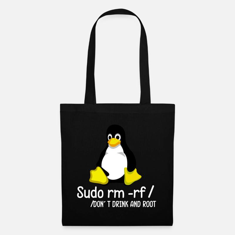 Sudo rm -rf / Programmer Tux Penguin Coding - Tote Bag - black