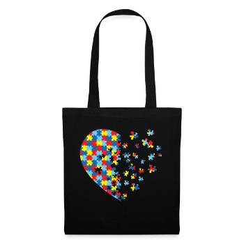 Autismus Liebe Puzzle Tshirt Liebe Puzzle Stück Autismus - Stoffbeutel - Schwarz - Vorne