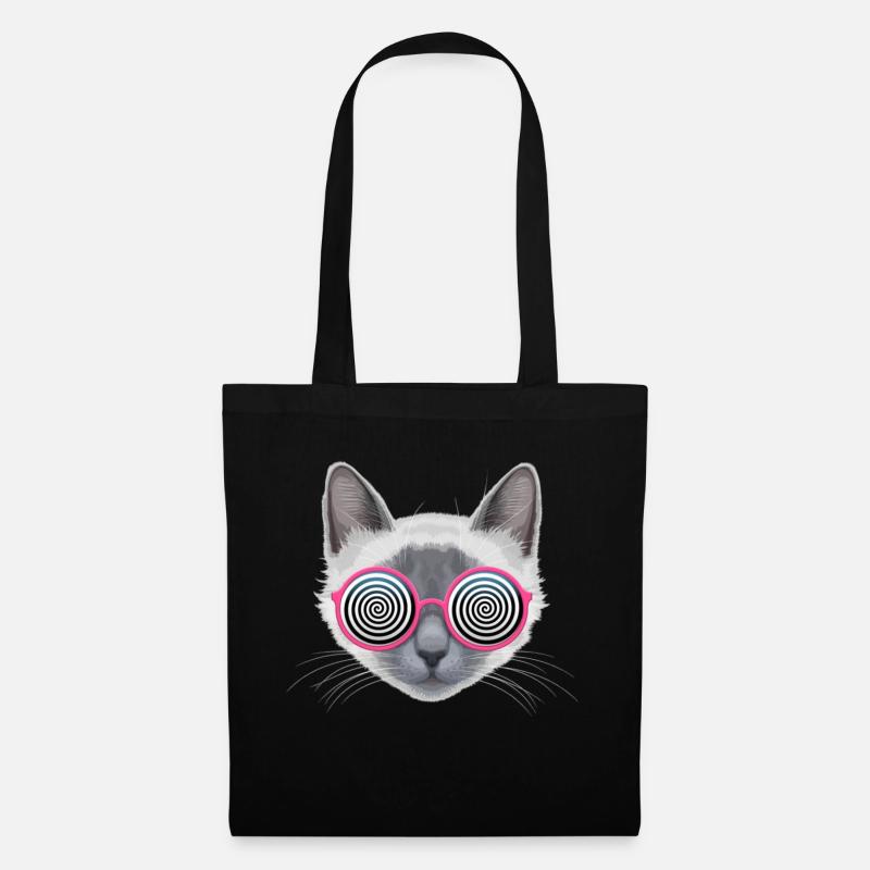 Hypnotische Katze - Stoffbeutel - Schwarz