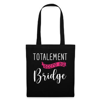 Accro au bridge Cadeau humour personnalisé - Sac en tissu - noir - Devant