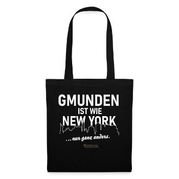 Gmunden ist wie New York - Stoffbeutel - Schwarz - Vorne