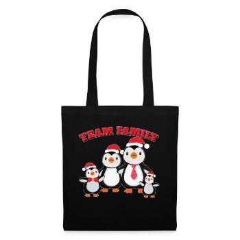équipe famille pingouin famille conifère de Noël - Sac en tissu - noir - Devant