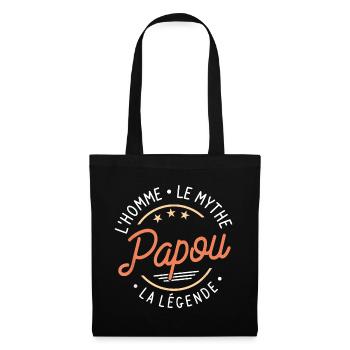 Papou Lhomme Le Mythe La Légende Cadeau Pour Papou - Sac en tissu - noir - Devant