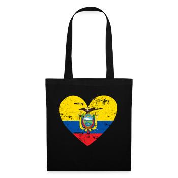 Drapeau Cœur Équateur Drapeau - Sac en tissu - noir - Devant