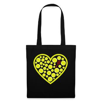 Cœur de balles Tennis et Raquette - Sac en tissu - noir - Devant