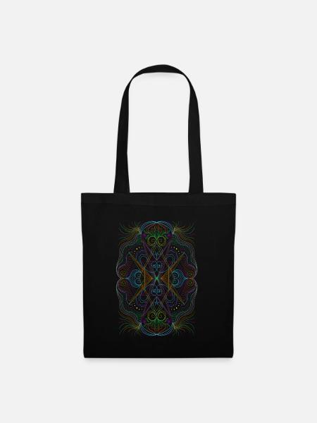 Geometrie Mandala - Stoffbeutel - Schwarz