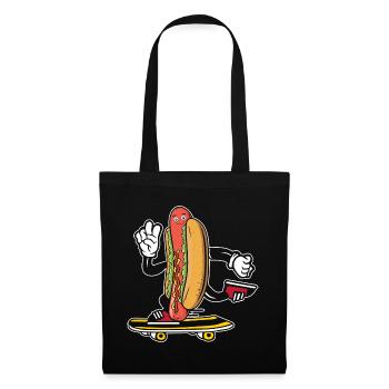 Hot Dog Skateboarder Skateboard skateboarding skateboard - Tote Bag - black - Front