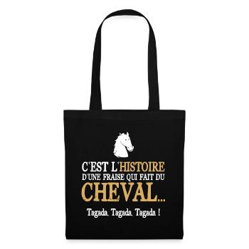 Cheval humour équitation drôle blague punchline - Sac en tissu - noir - Devant