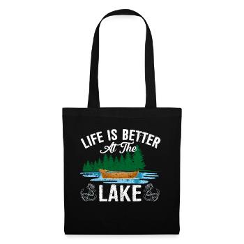 Das Leben ist besser am See Funny Lake Summer Boat - Stoffbeutel - Schwarz - Vorne