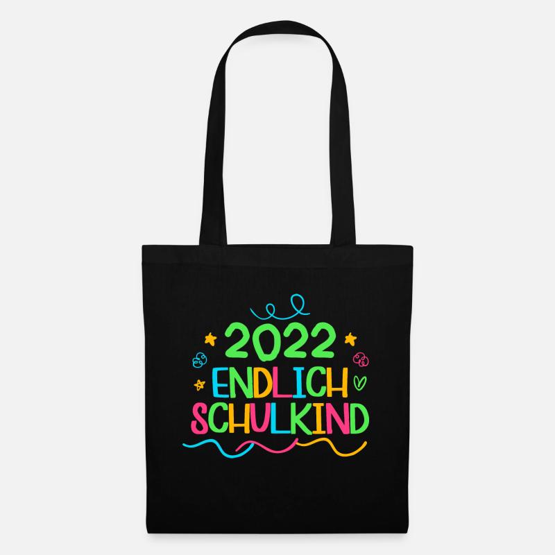 2022 endlich schulkind, Einschulung Erstklässler - Stoffbeutel - Schwarz