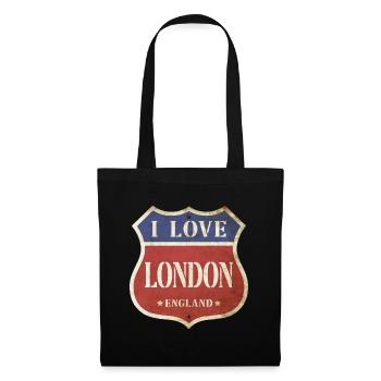 London England UK Stadt I Love Vintage Retro - Stoffbeutel - Schwarz - Vorne