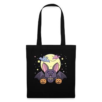 Mignon kawaii pastel goth chauve-souris halloween citrouilles amusant - Sac en tissu - noir - Devant