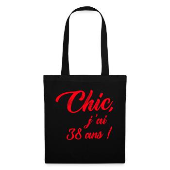 anniversaire chic j'ai 38 ans ! rouge - Sac en tissu - noir - Devant