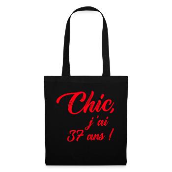anniversaire chic j'ai 37 ans ! rouge - Sac en tissu - noir - Devant