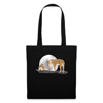 Famille lions - Sac en tissu - noir - Devant