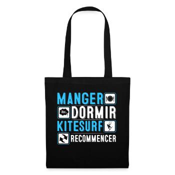 Manger, dormir, kitesurf, recommencer - Sac en tissu - noir - Devant