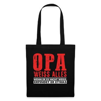 Opa weiss alles - Wenn er es nicht weiss erfindet - Stoffbeutel - Schwarz - Vorne