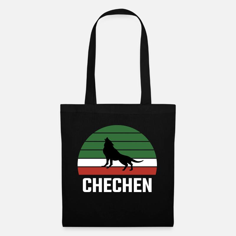 Chechnya Chechen Tschetschenien Borz Wolf Flagge - Stoffbeutel - Schwarz