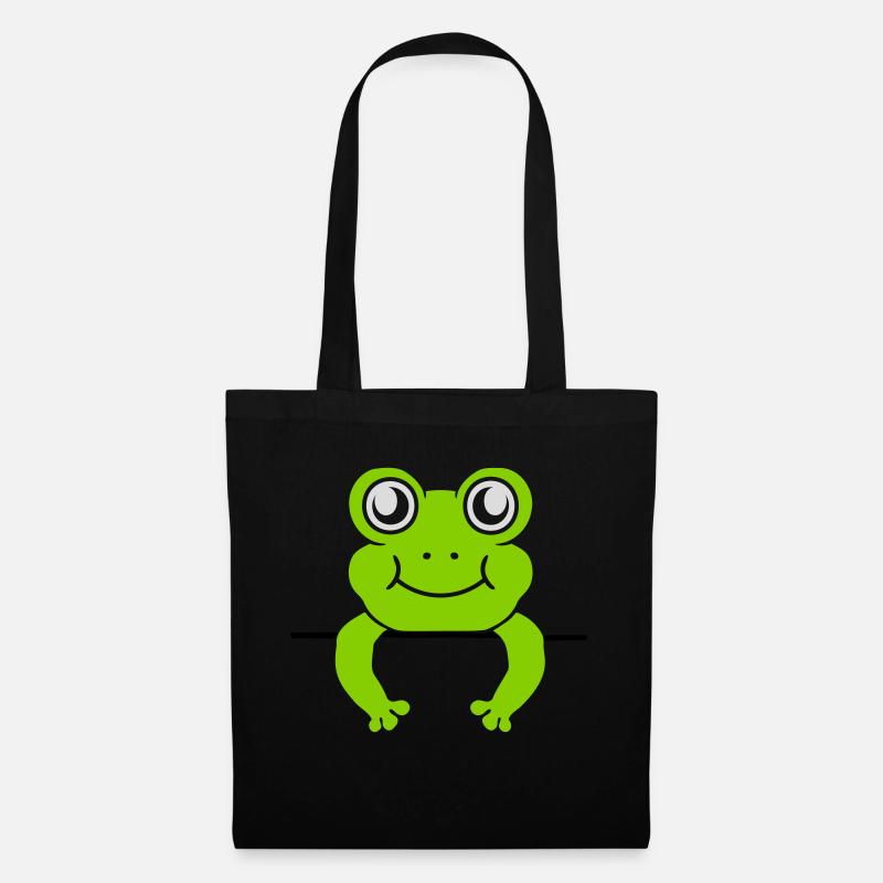 Frosch Mauer Schild Comic - Stoffbeutel - Schwarz