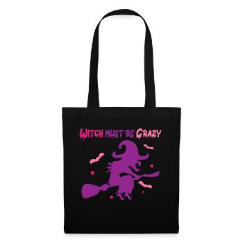 Halloween Crazy Witch Flies on Brooms - Tote Bag - black - Front