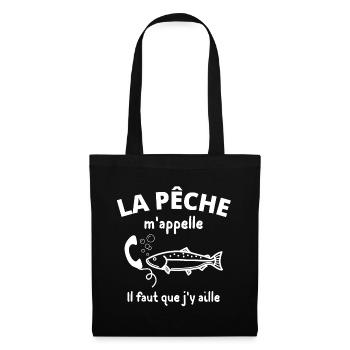 pêche, pêcheur, fan de pêche - Sac en tissu - noir - Devant
