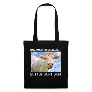 Die Kuh Bettsy sieht dich - Stoffbeutel - Schwarz - Vorne