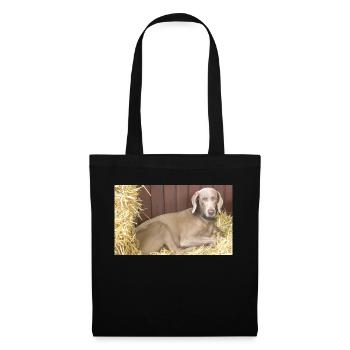 Weimaraner im Stroh "Delta" - Stoffbeutel - Schwarz - Vorne