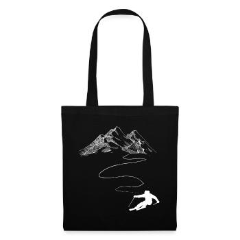 Mountain - Winding Line - Skiing - (4) - Tote Bag - black - Front