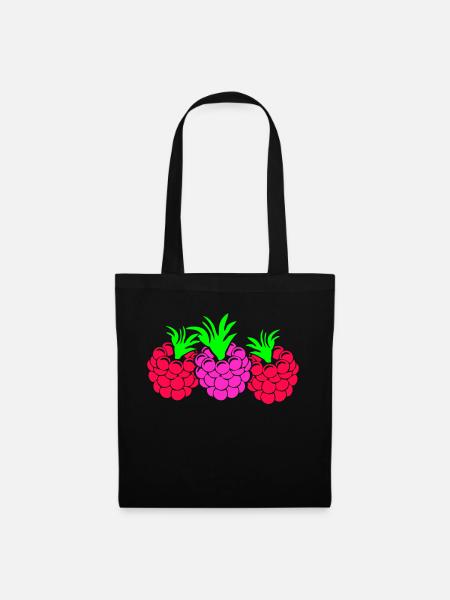 Himbeeren - Stoffbeutel - Schwarz