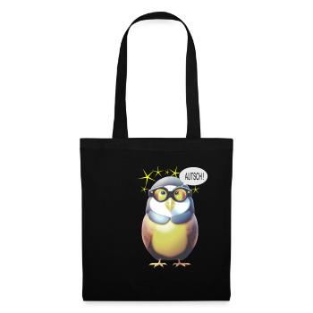 Lustiger Vogel mit Brille - Stoffbeutel - Schwarz - Vorne