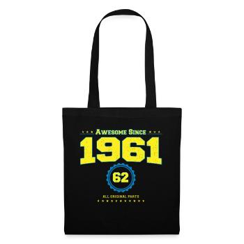 Super chemise 1961 pour hommes femmes 62 ans 62ème - Sac en tissu - noir - Devant
