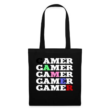 Gamer colorée et blanc - Sac en tissu - noir - Devant