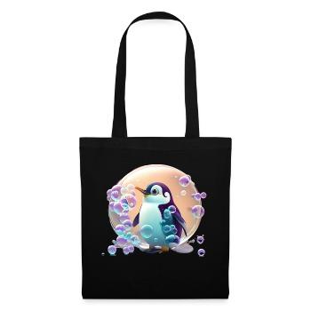 Super cute penguin plays with soap bubbles - Tote Bag - black - Front