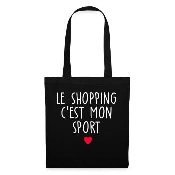 le shopping c est mon sport / cadeau humour femme - Sac en tissu - noir - Devant